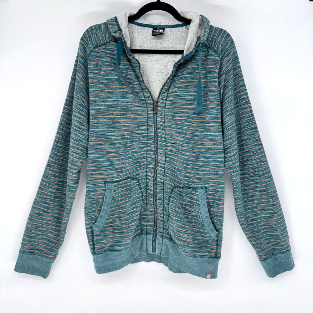 The North Face Striped Zip Hoodie Men’s Medium Green Orange Surfcore Outdoor